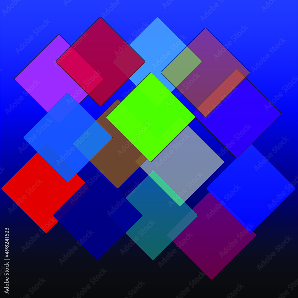 Abstraction cube square multicolored blue fog Abstraction cube square multicolored blue fog