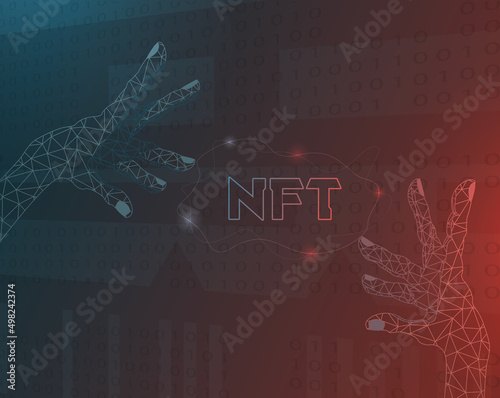 Non fungible token concept futuristic illustration.