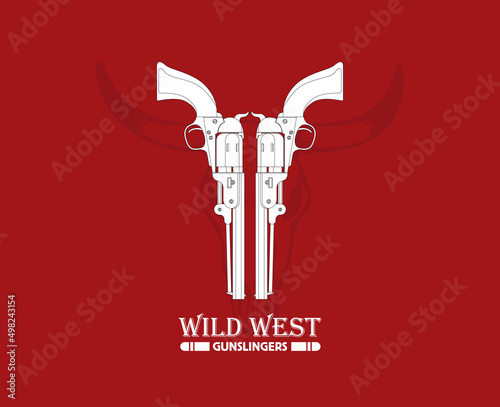 Flat vector illustration of antiquated American Gun.
