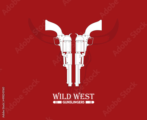 Flat vector illustration of antiquated American Gun.