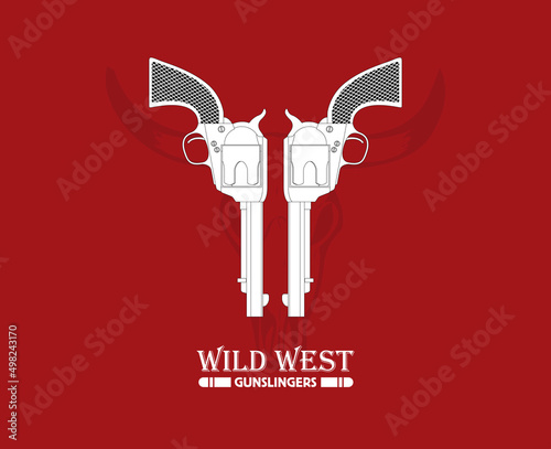 Flat vector illustration of antiquated American Gun.