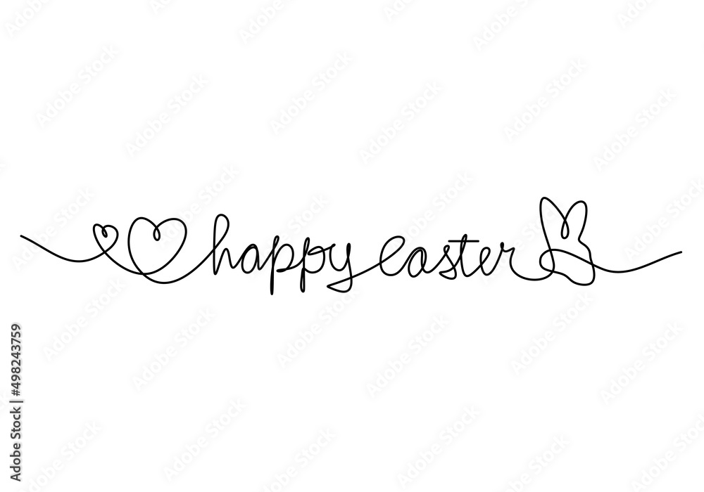 One continuous single line of love egg for easter day isolated on white background.