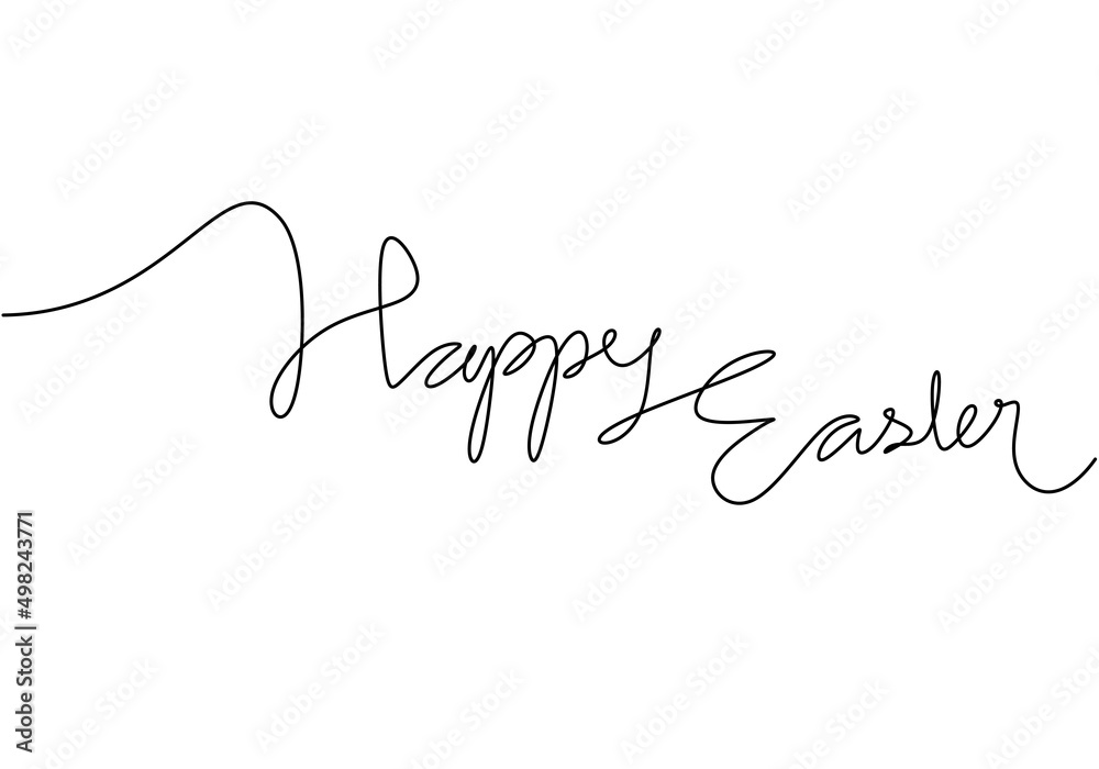 One continuous single line of happy easter day isolated on white background. One continuous single line of happy easter day isolated on white background.