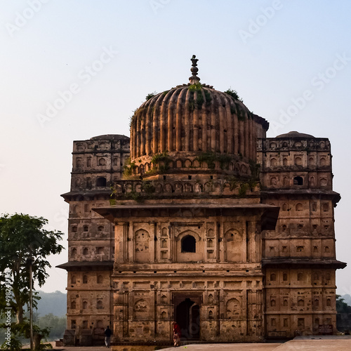 Morning View of Royal Cenotaphs (Chhatris) of Orchha, Madhya Pradesh, India, Orchha the lost city of India, Indian archaeological sites