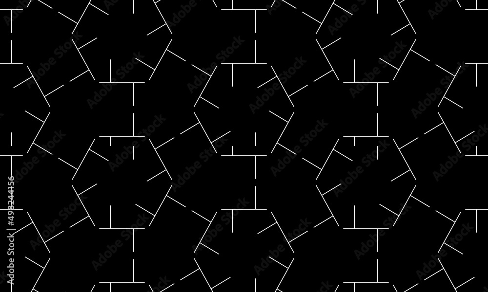 Seamless geometric ornament based on traditional art.Black color lines.Great design for fabric,textile,cover,wrapping paper,background. Average thickness lines.Geometric seamless pattern. Abstract.