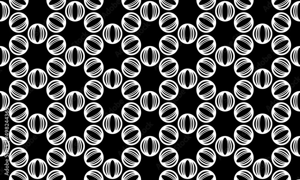 Fototapeta premium Seamless geometric ornament based on traditional art.Black color lines.Great design for fabric,textile,cover,wrapping paper,background. Average thickness lines.Geometric seamless pattern. Abstract.