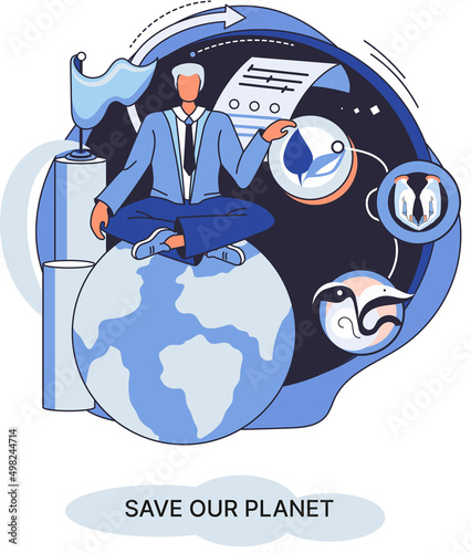 Save our planet ecological metaphor Earth day, love for native home. Sustainable gardening renewable energy. Caring for nature protecting environment stop air and water pollution, rational consumption