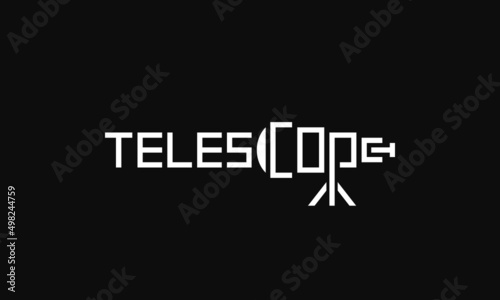 Telescope typography text. Logo design.