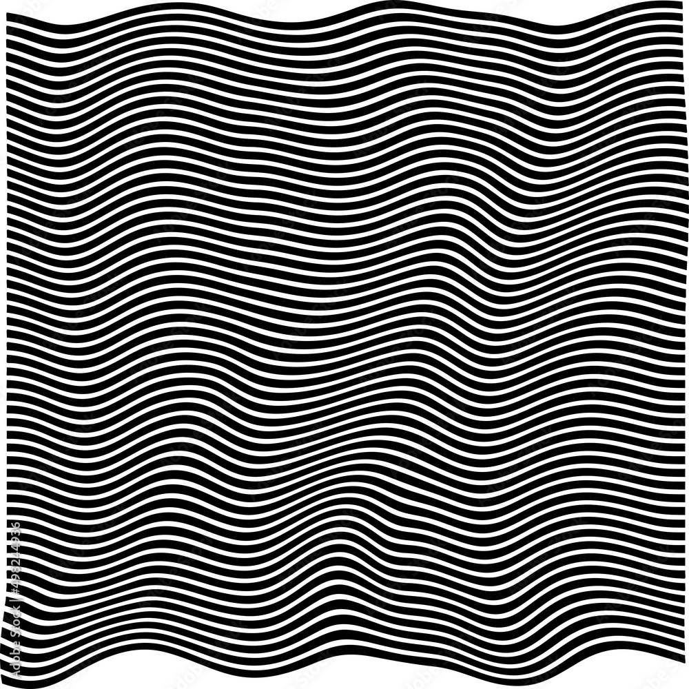 Vector seamless pattern. Abstract striped texture with bold monochrome waves. Creative background with blots. Decorative design with distortion effect.