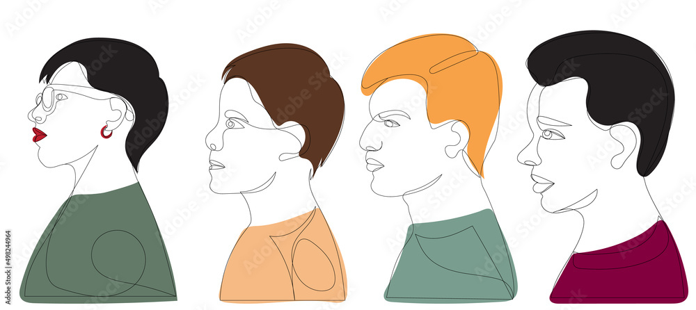 portrait people in profile one continuous line drawing portrait people in profile one continuous line drawing
