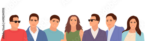 portrait of man and woman set flat design, isolated, vector