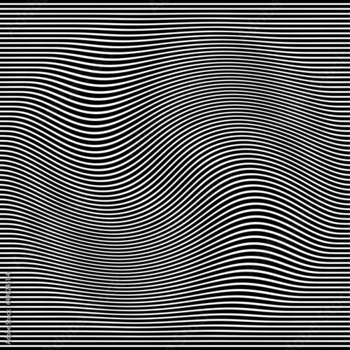 Raster Illustration.Black and white stripes made in illustrator and rasterized.Stripes pattern for backgrounds.Abstract Black and White Abstract Lines.Abstract pattern of wavy stripes or rippled 3D.