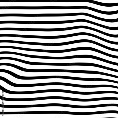 Abstract Black and White Abstract Lines.Abstract pattern of wavy stripes or rippled 3D relief black and white lines background. Vector twisted curved stripe modern trendy.Wavy Lines Optical. © vandana