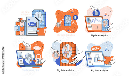 Big data analytics. Process of analyzing large and complex data sources to identify trends customer behavior metaphor and market preferences to make more effective business decisions, data exploration