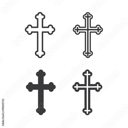 Orthodox, Christian cross in four versions, icon, vector.