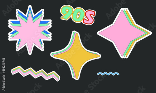 Nostalgia Retro Stickers pack. Vector Illustrations
