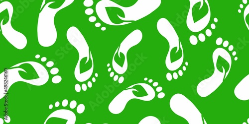 Carbon footprint background. Reducing carbon emissions seamless pattern. Green symbol of global warming. Protection of ecology, environment. Carbon neutral. Green footprints on a white. Vector