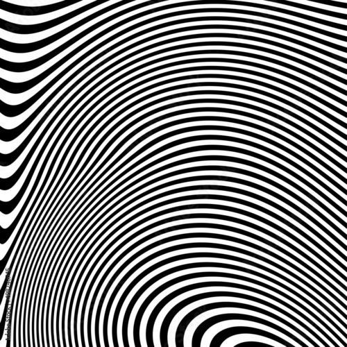 Wallpaper Mural Abstract pattern of wavy stripes or rippled 3D relief black and white lines background. Vector twisted curved stripe modern trendy.3D visual effect, illusion of movement, curvature. Pop art design.	
 Torontodigital.ca