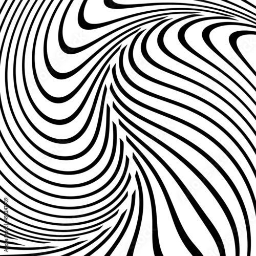 Retro background with curved, rays or stripes in the center. Rotating, spiral stripes.3d Abstract Texture with wavy, billowy lines. Optical art background.Psychedelic background.Circular and radial.