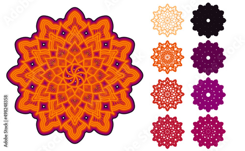 3d Layered Mandala. Eps10 Mandala Multilayer Cut File, 8 layers. Multilayer elements for paper cutting or machine cutting.