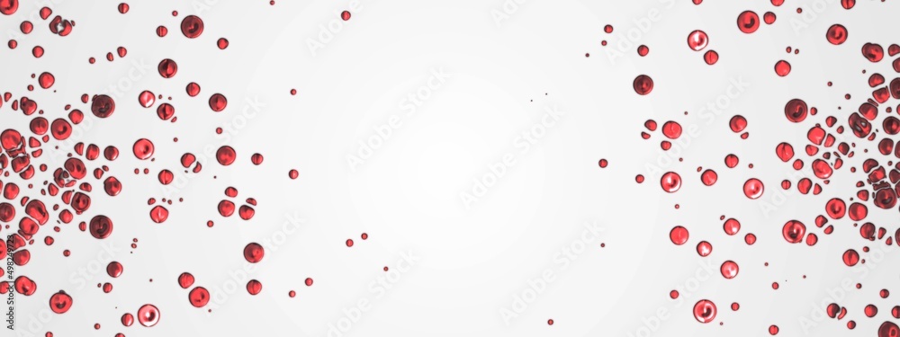 Abstract dot background. Shimmer gemstone design. Liquid iron, bronze. Plexus circles, spheres. Red blood cells. Collision particles. Circulatory system. Garnet. Banner technology, medicine, business.