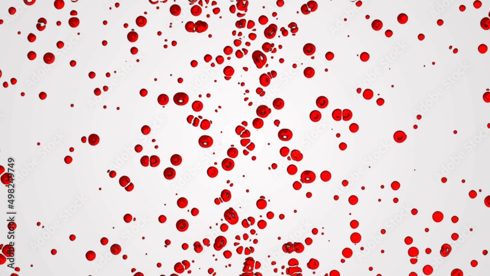 Abstract dot background. Shimmer gemstone design. Liquid iron, bronze. Plexus circles, spheres. Red blood cells. Collision particles. Circulatory system. Garnet. Banner technology, medicine, business.