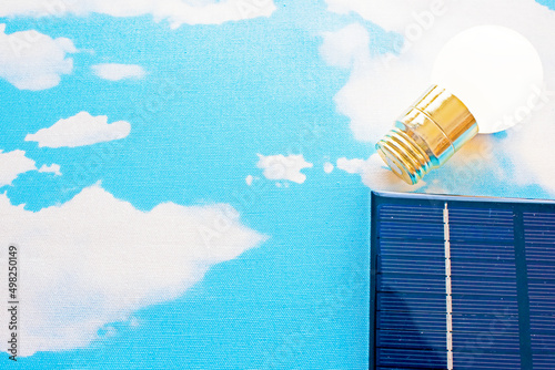 Wallpaper Mural blue sky and solar panel and light bulb Torontodigital.ca