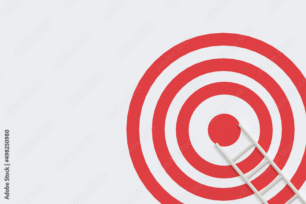 business and education concept. stand white ladder to goal target with copy space. 3D illustration business and education concept. stand white ladder to goal target with copy space. 3D illustration