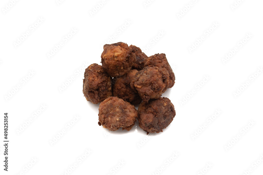 Fried meatballs, isolated on white background. Fried meatballs, isolated on white background.