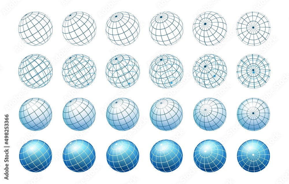 Rotating stripes sphere icons Rotating stripes sphere icons