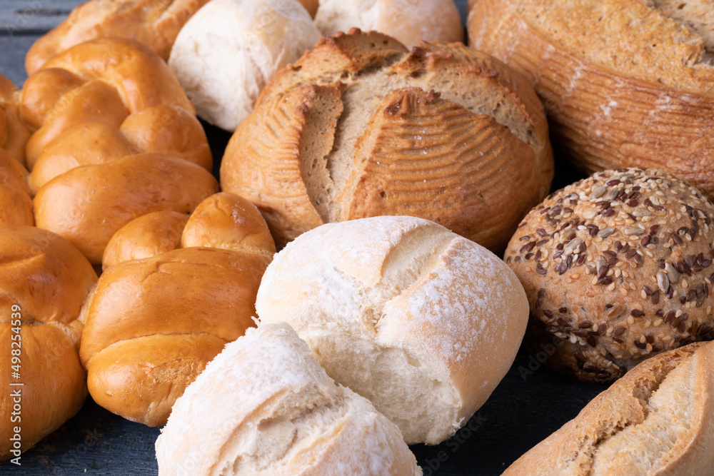 Full frame shot of various buns with copy space