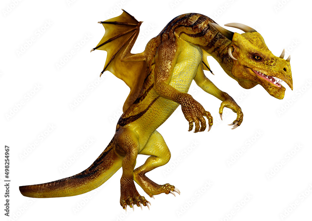 Fototapeta premium 3D Rendering Fairy Tale Dragon on White