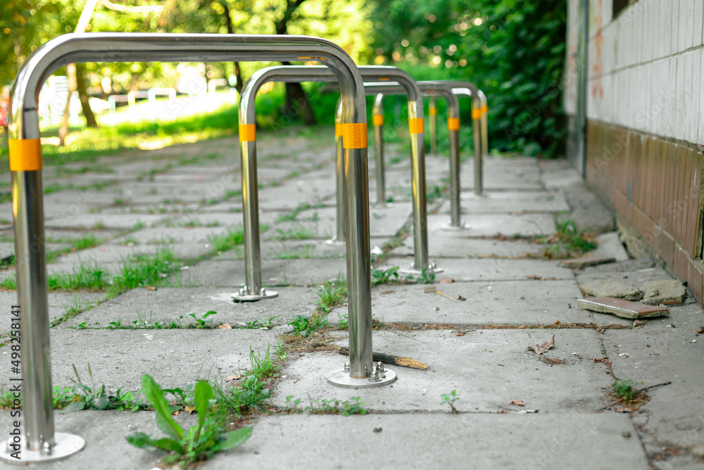 Bicycle parking. Equipped parking for cyclists Bicycle parking. Equipped parking for cyclists
