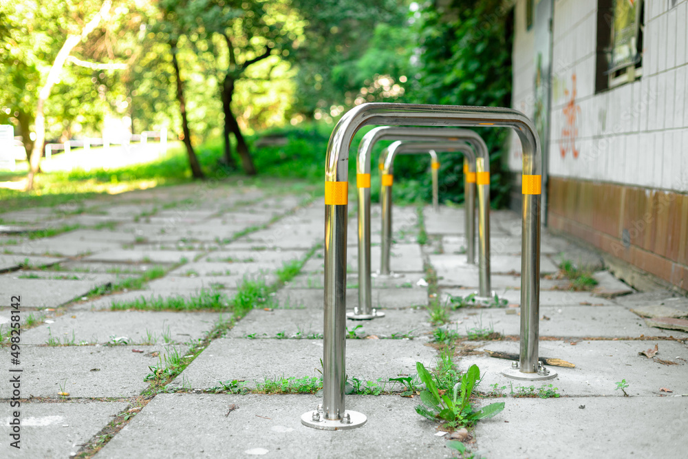 Bicycle parking. Equipped parking for cyclists Bicycle parking. Equipped parking for cyclists