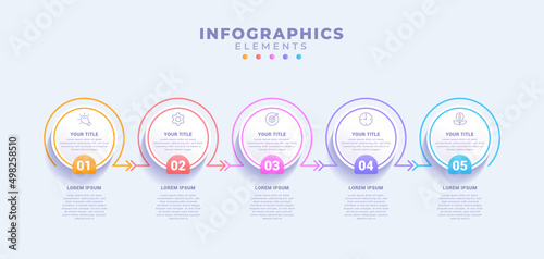 Business infographic template with five options or process