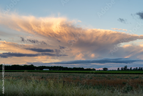 sunset cloud over the field