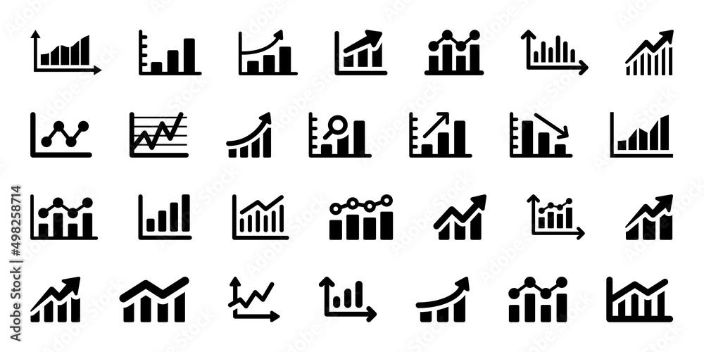 Graph icon set. Chart icon set isolated on white background. Stock ...