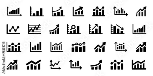 Graph icon set. Chart icon set isolated on white background.