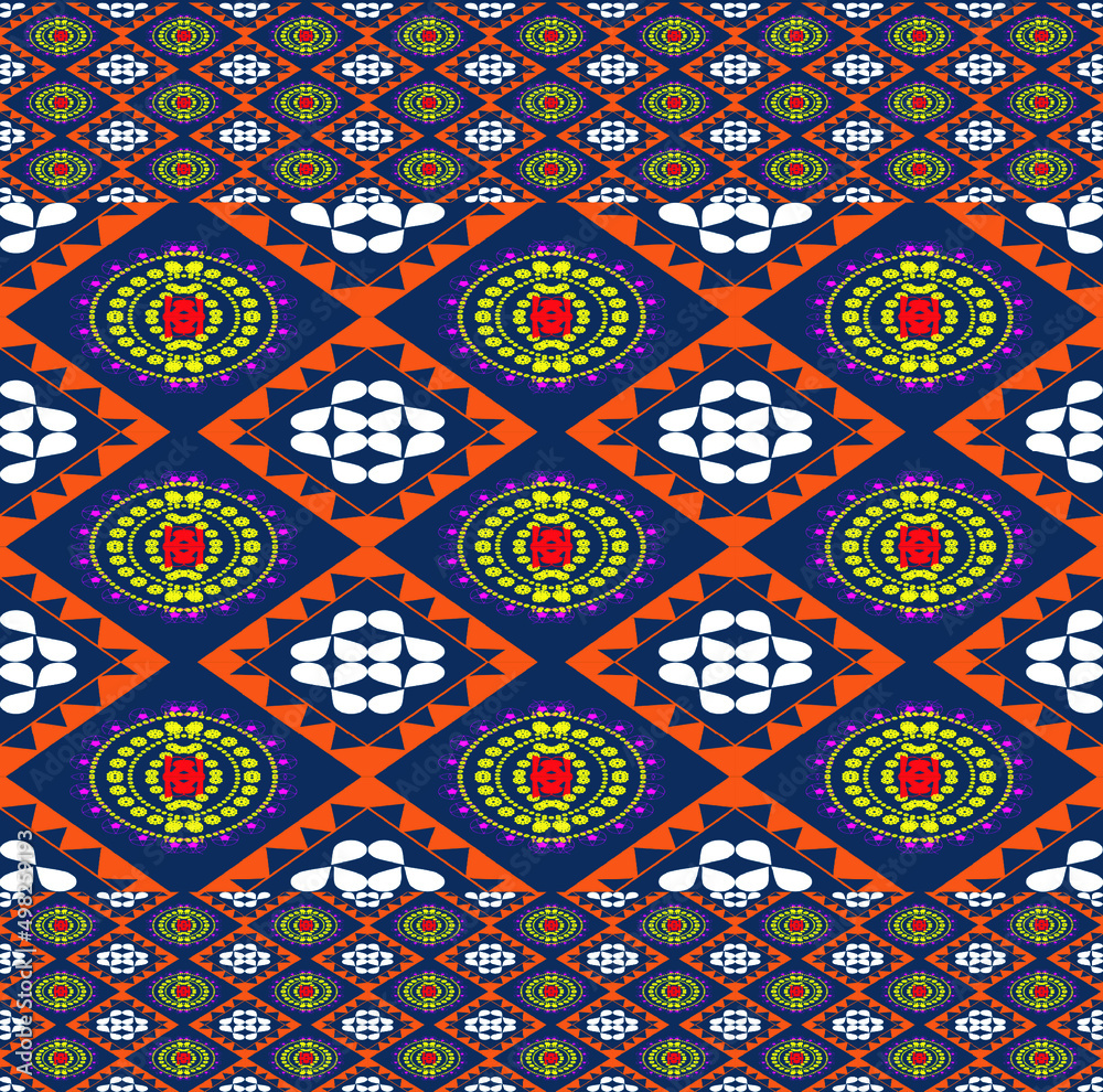 Abstract ethnic geometric pattern design for background or wallpaper,Ikat geometric folklore ornament. Tribal ethnic vector texture. Seamless striped pattern in Aztec style. Figure tribal embroidery.