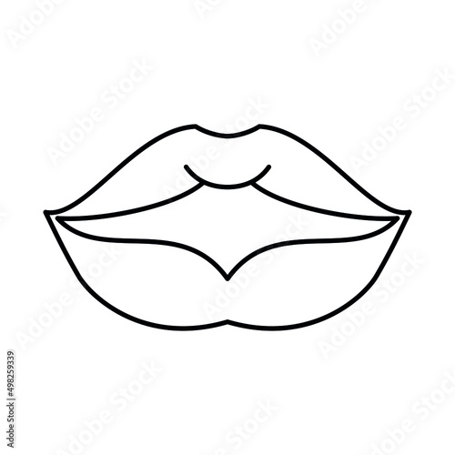 Outline icon of parted lips. Mouth linear silhouette. Vector stock image