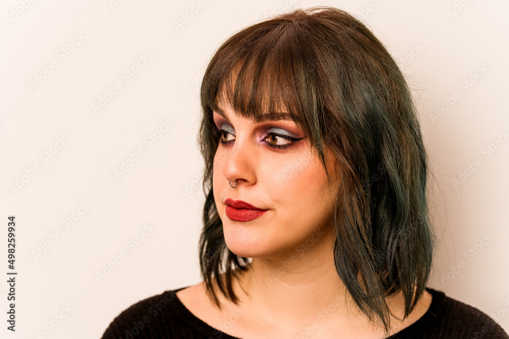 Young caucasian makeup woman isolated on white background Young caucasian makeup woman isolated on white background