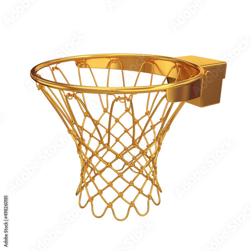 Basketball rim gold side view on a white background, 3d render