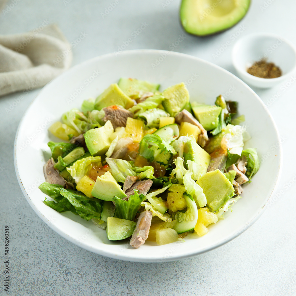 Healthy salad with duck, pineapple and avocado Healthy salad with duck, pineapple and avocado