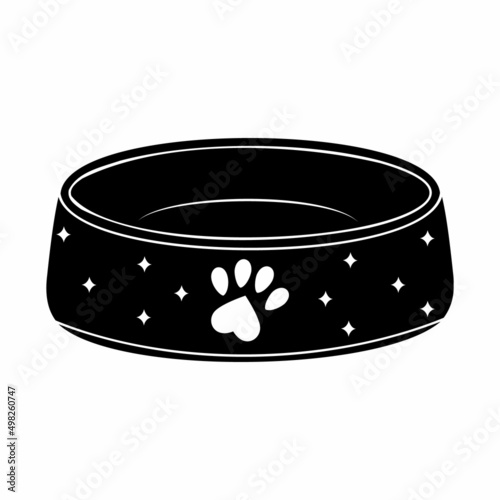 Bowl for dry food and water for dogs and cats, icon, Vector isolated illustration