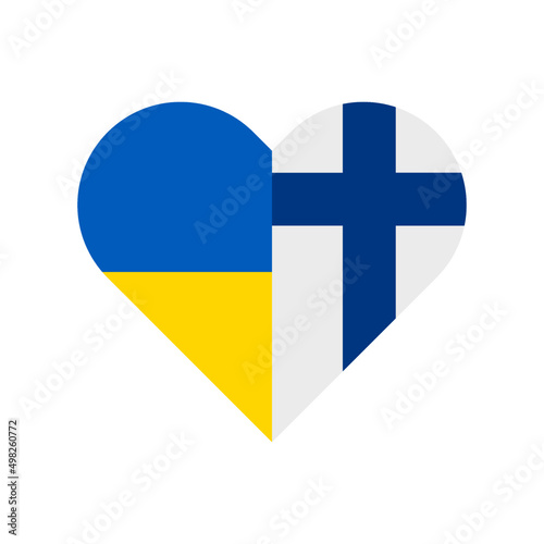 heart shape icon with ukrainian and finnish flag. vector illustration isolated on white background