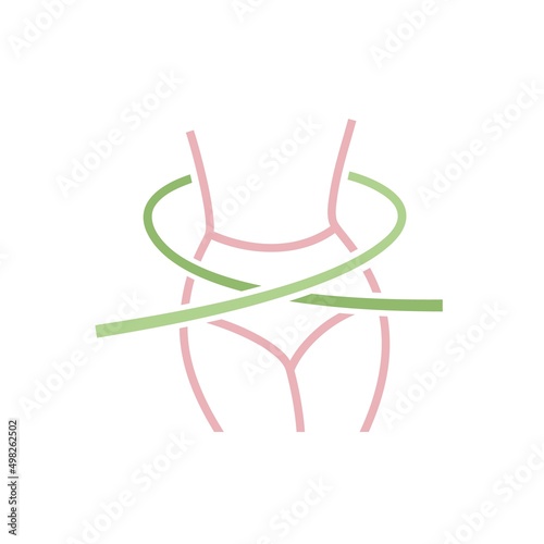 Weight loss icon, slimmy woman figure sign. Vector illustration