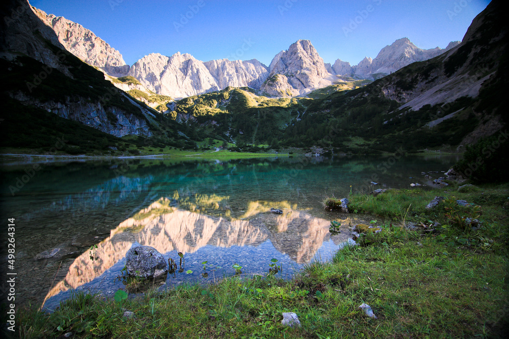 Mountain Lake in the Austrian alps, with clearly reflections
