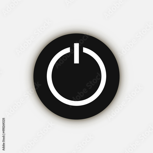 Black power button icon. Vector illustration.