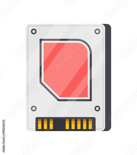 SD computer memory card isometric icon vector illustration. PC portable information multimedia driver smart data storage server. Compact chip web device technology communication accessory