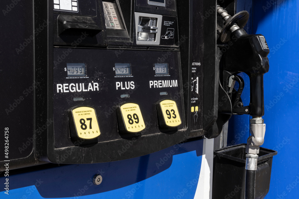 Gas pump dispenser with three qualities of gasoline. Gas pump dispenser with three qualities of gasoline.